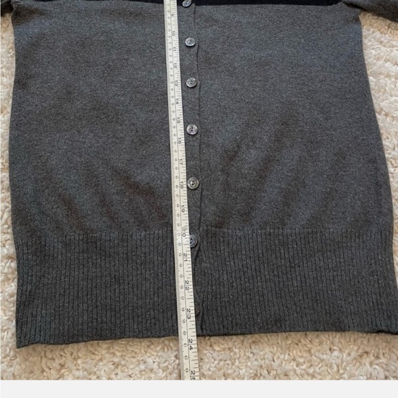 Luxury soft cashmere/cotton button cardigan sweater gray/black - Picture 7 of 8